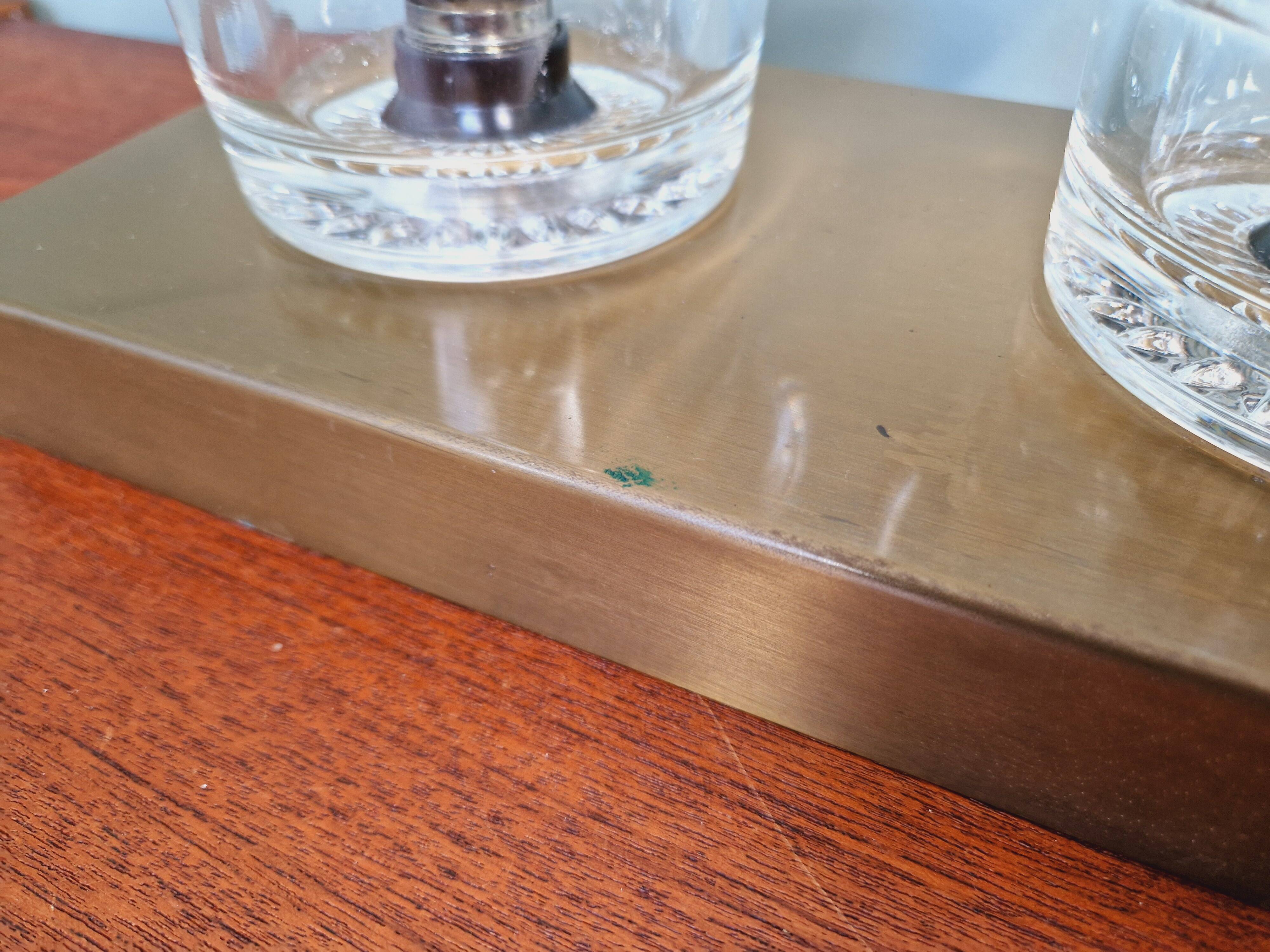 Double wall light in brass and glass, Space Age style, Cosack, 1970