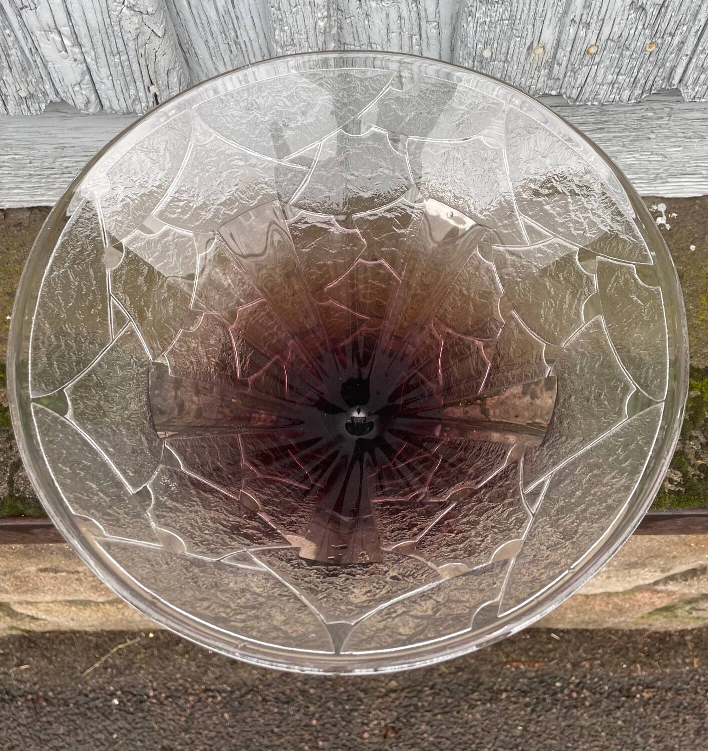 Schneider white and purple glass cup