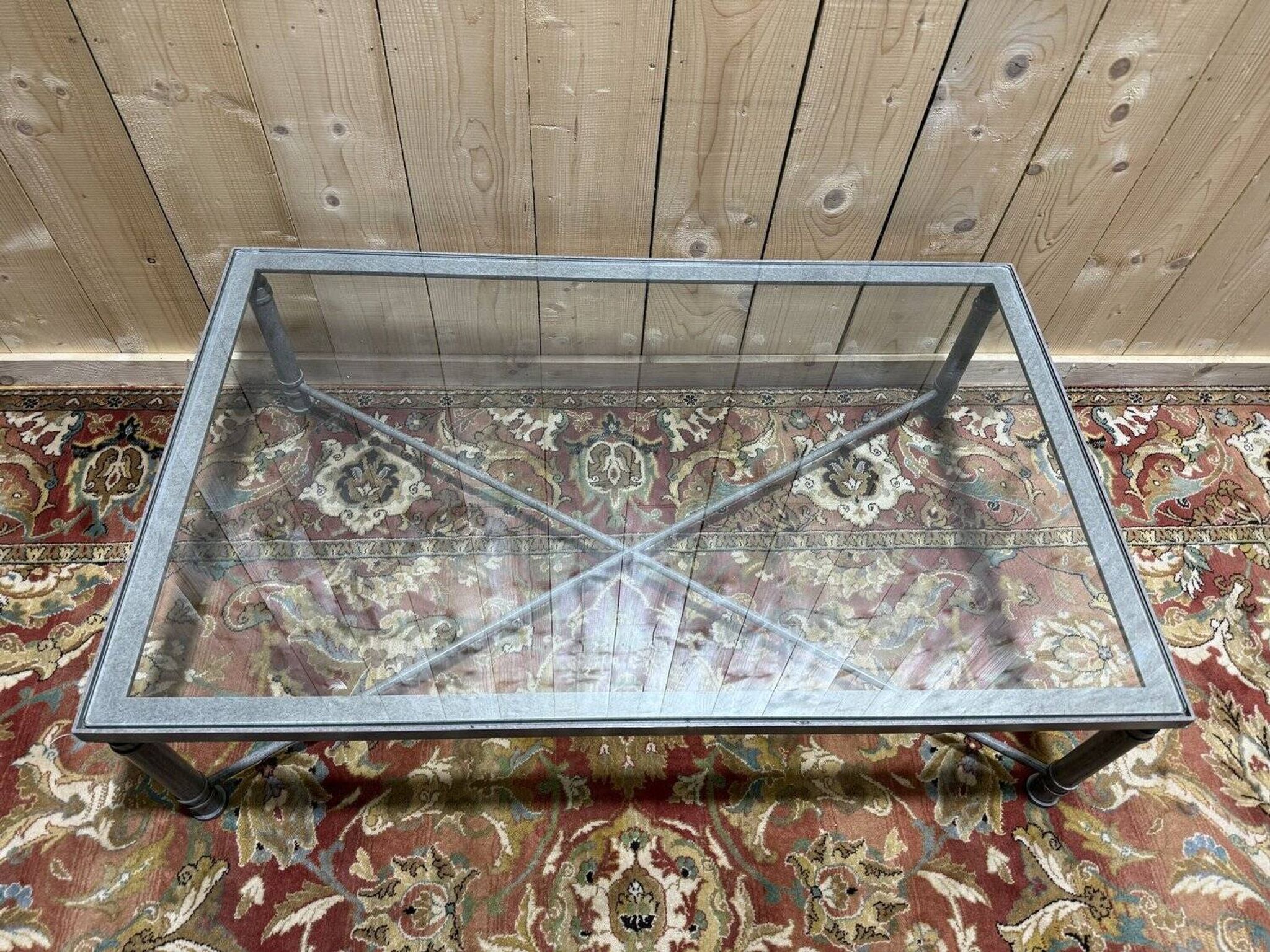Table basse en fer et verre 1980