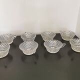 Set of 8 cups/ramekins with diamond cut glass handles