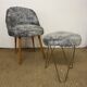 Vintage moumoute armchair and stool