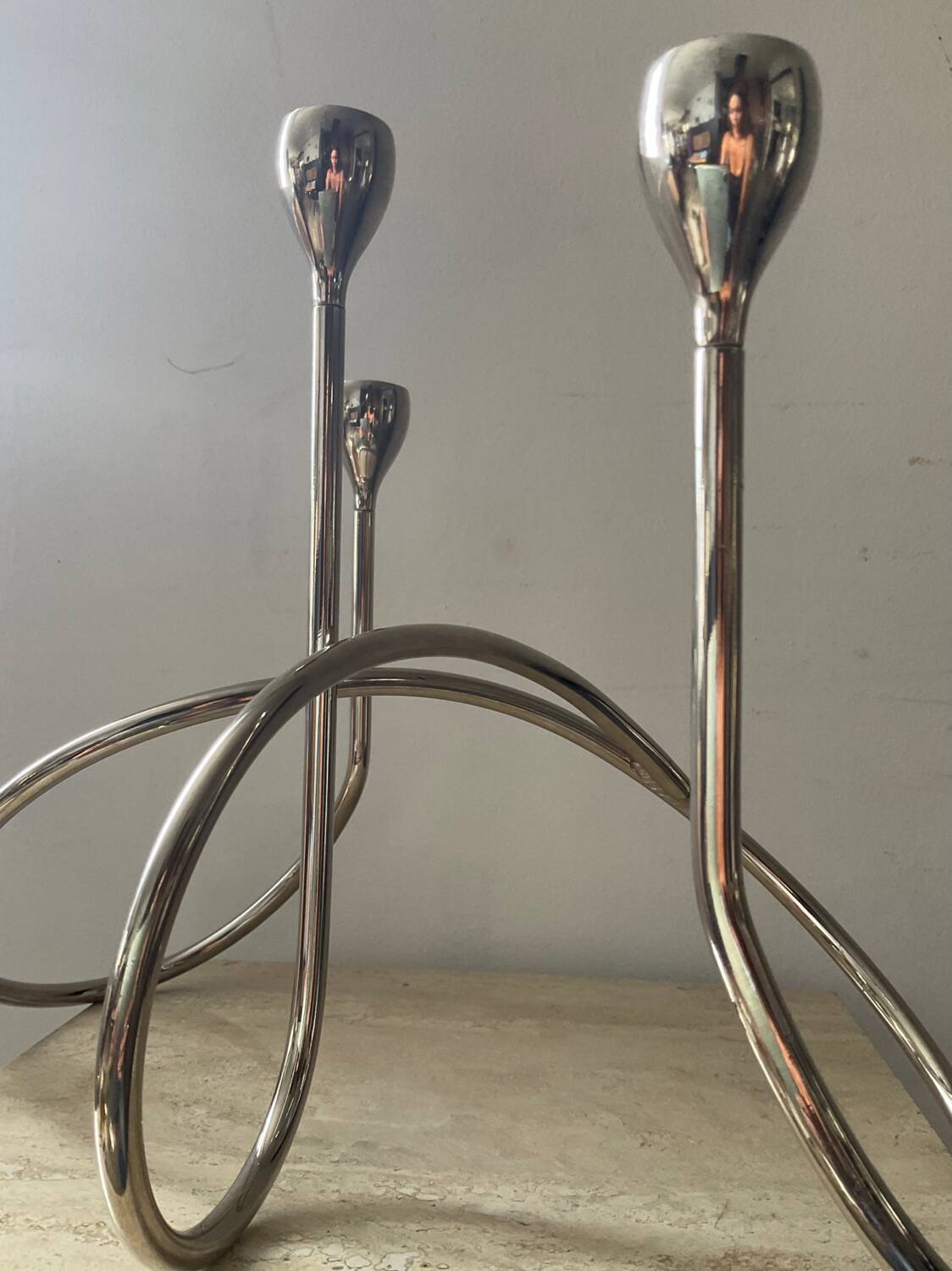 Black & Blum designer candle holder in silver metal