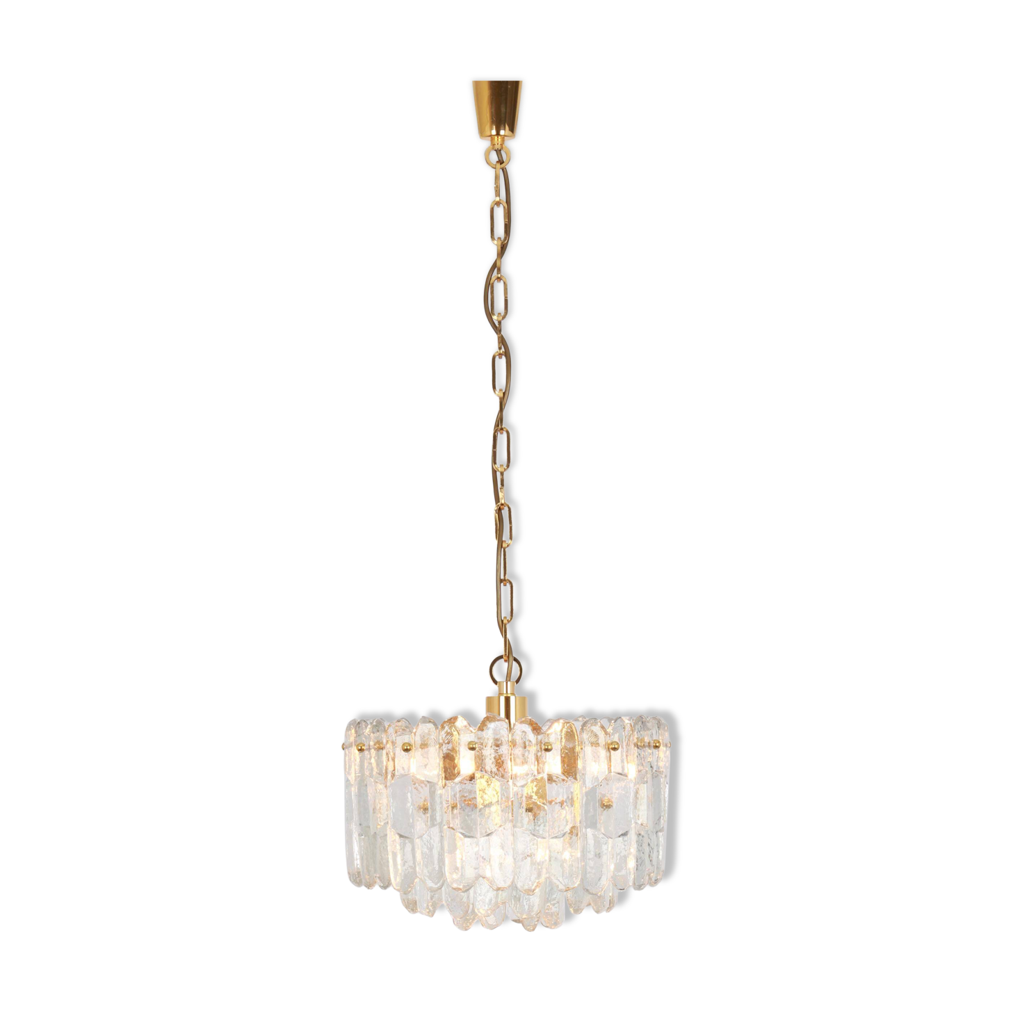 Palazzo chandelier in gilded brass and crystal glass, Kalmar, Austria, 1970.