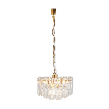 Lustre Palazzo en laiton doré et verre cristal, Kalmar, Autriche, 1970