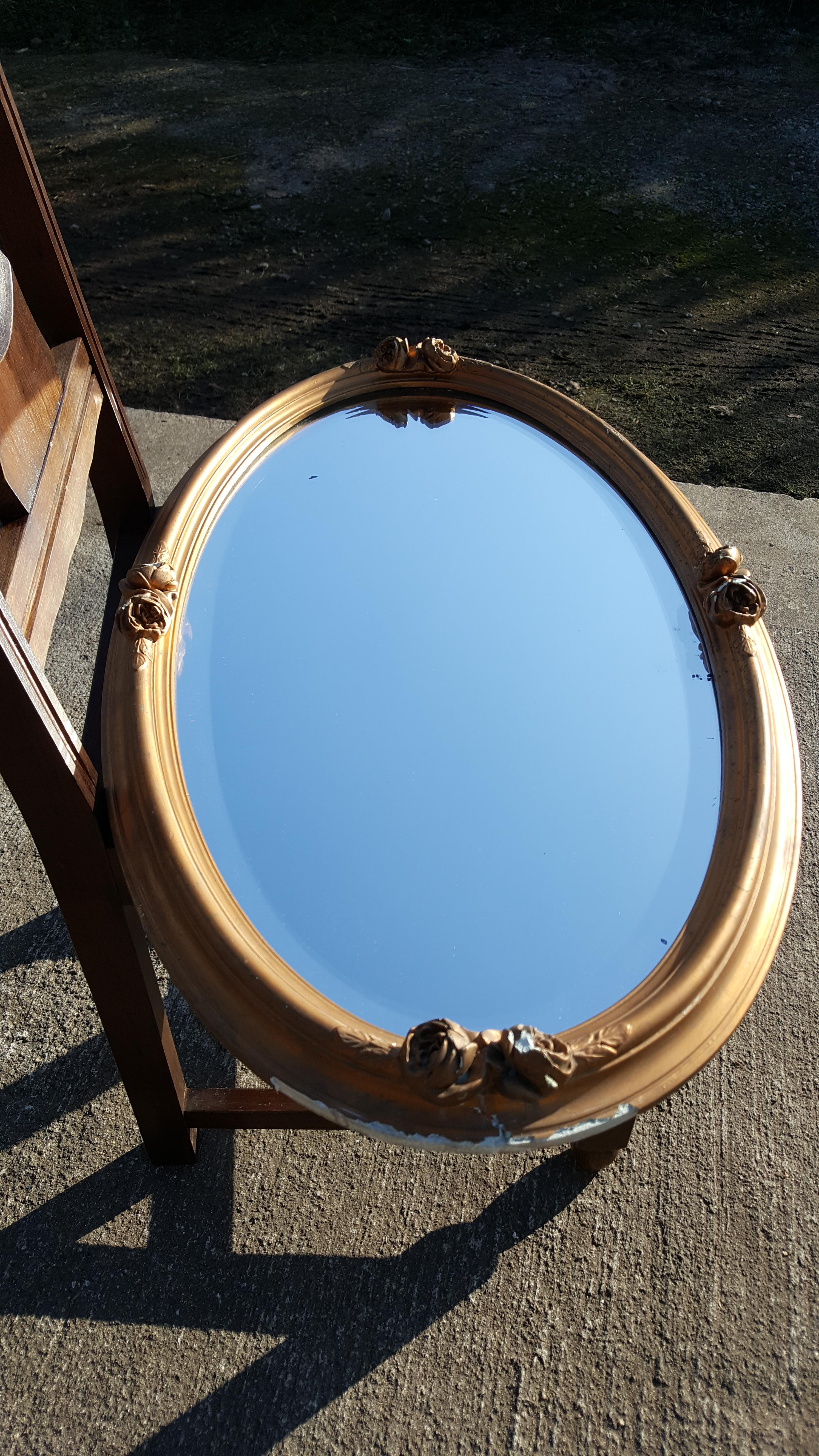 Oval mirror bevelled and Golden