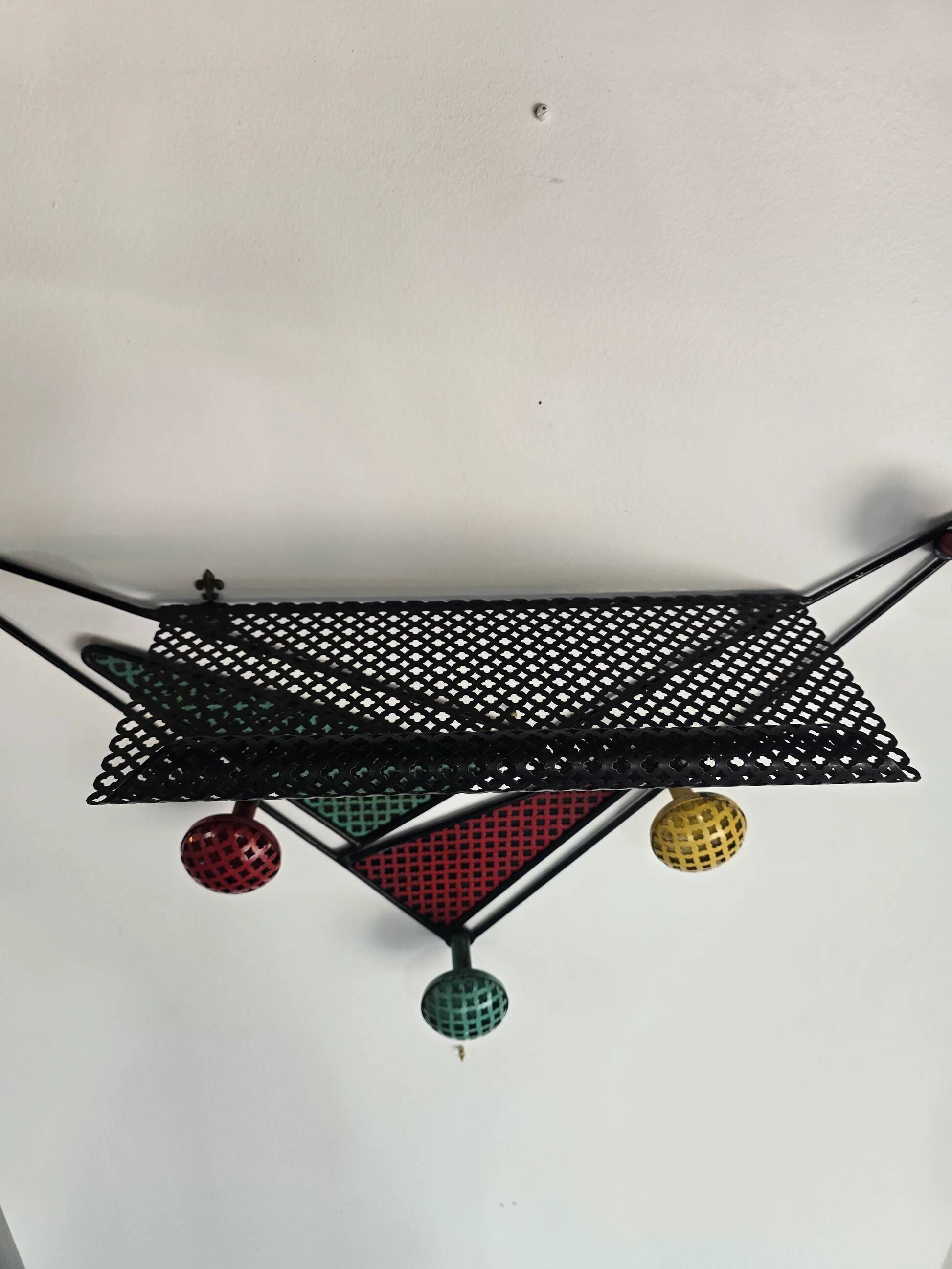 Wall-mounted coat rack attributed to Mathieu Matégot – France, 1950s