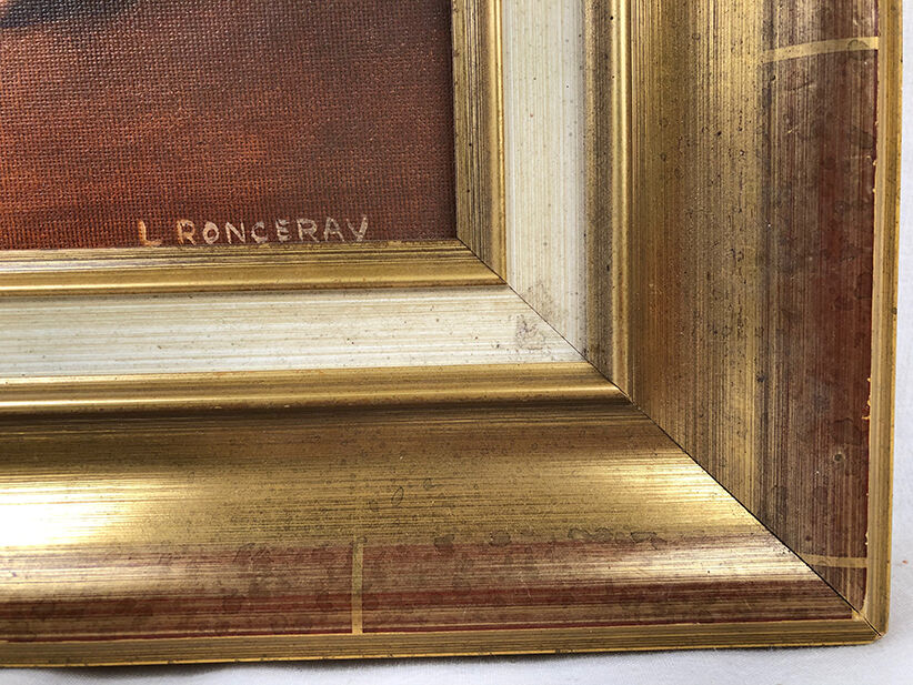 Flowers and fruit, oil on cardboard in 20th century