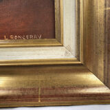 Flowers and fruit, oil on cardboard in 20th century