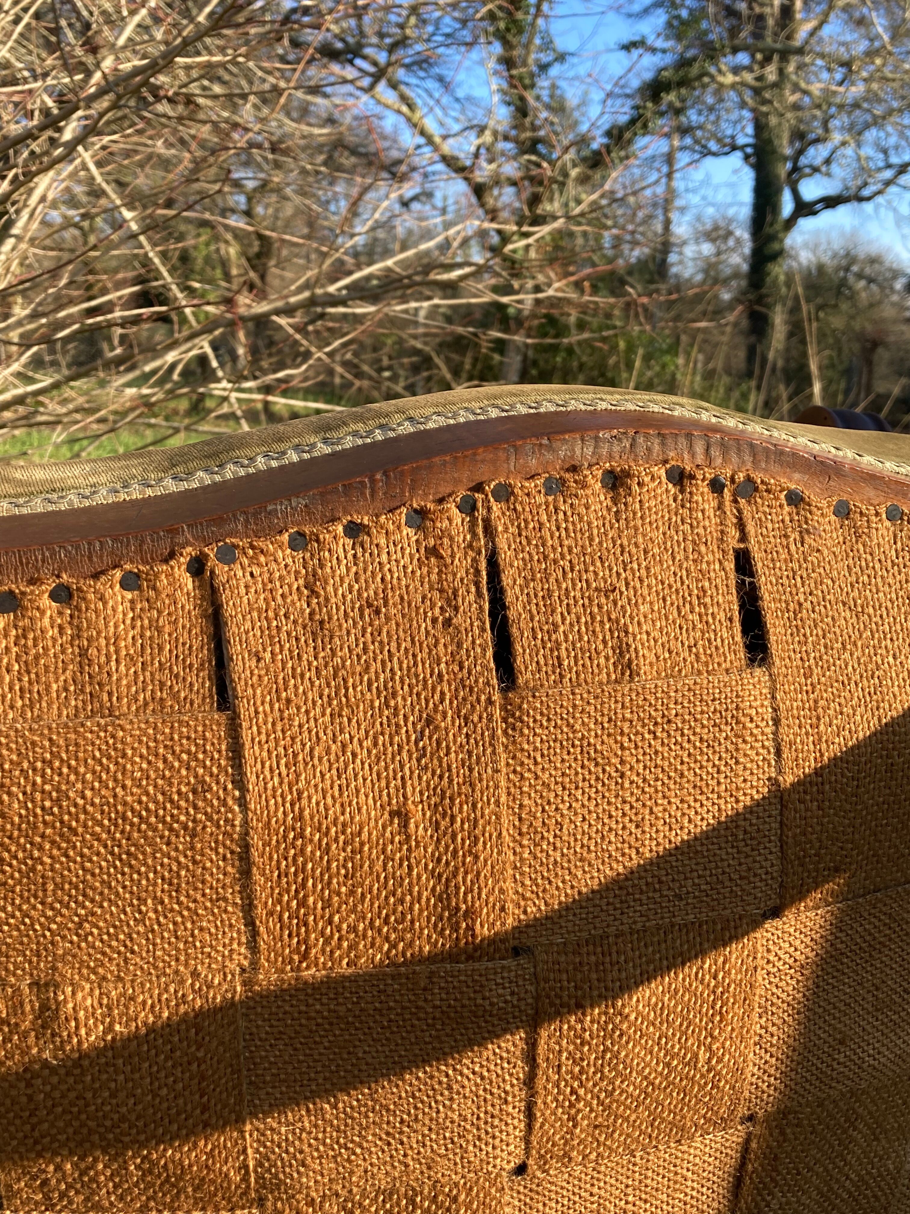 Antique Voltaire armchair in wood and green velvet Louis Philippe