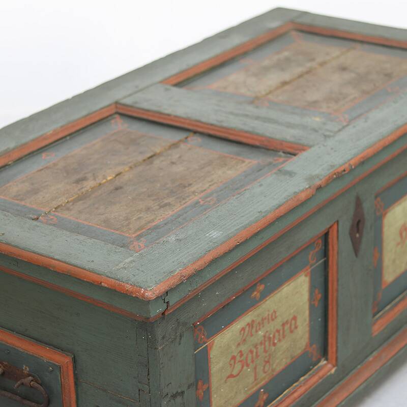 Antique Folk Art Painted bridal chest 1853