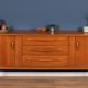 Teak 1960s sideboard with sleigh legs