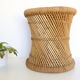 Tabouret en rotin et corde vintage 1950