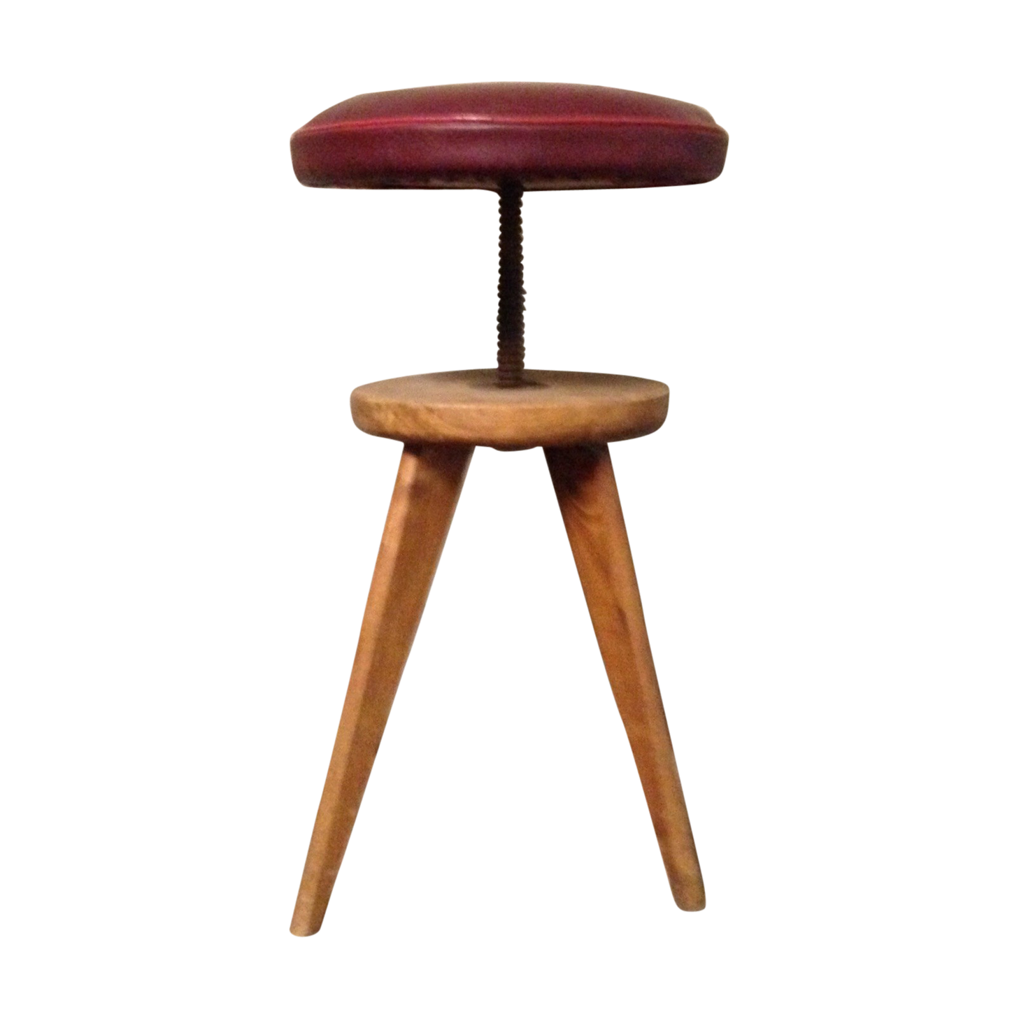 Topped with Burgundy leatherette piano stool
