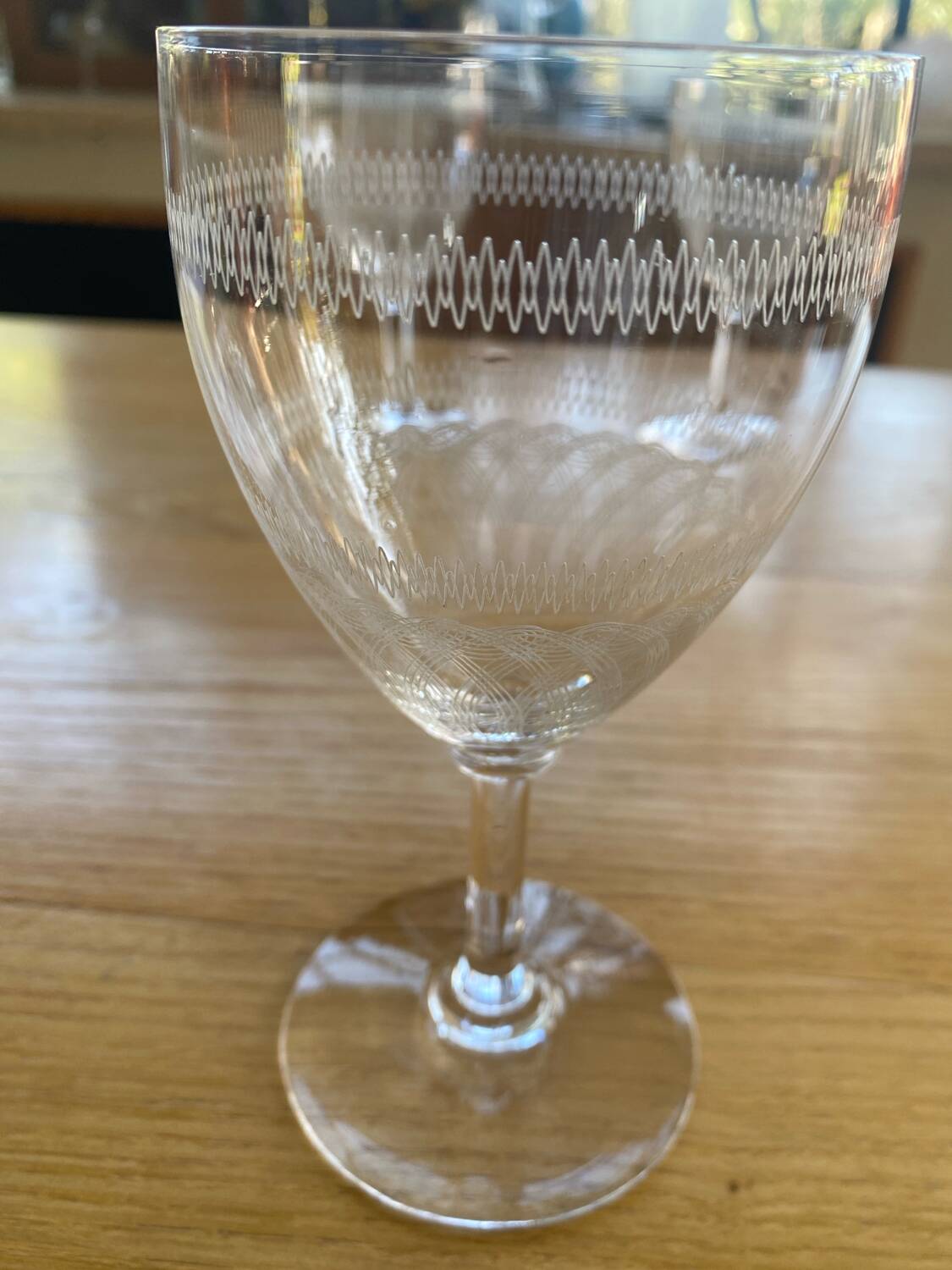3 crystal wine glasses