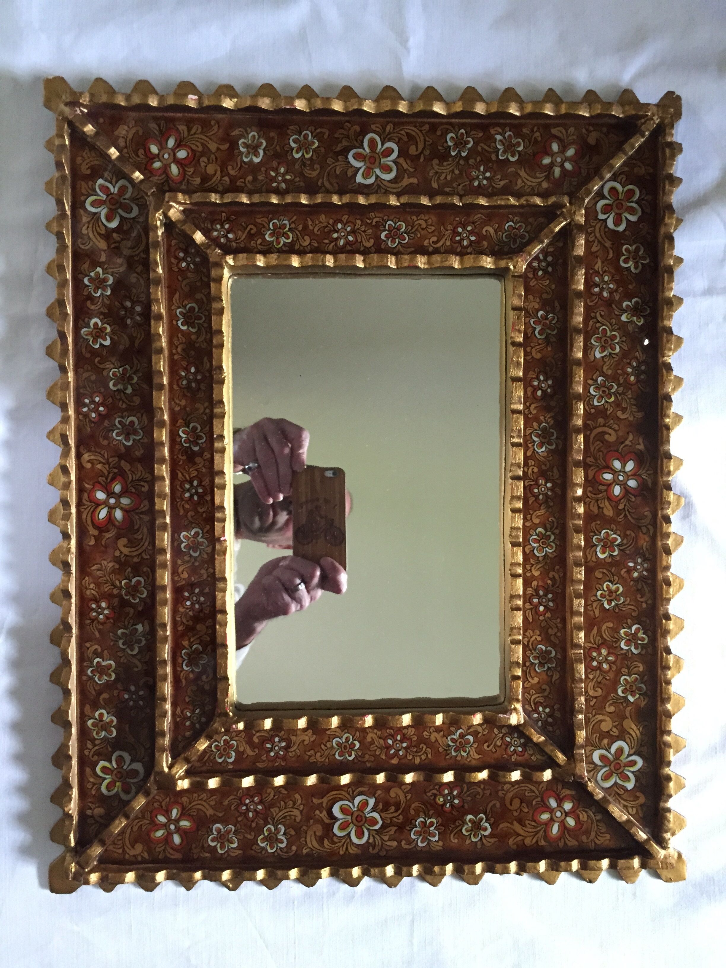 Glass glazing beads mirror decorated 51x40cm