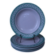 Set of 6 KIFO L'Amandinoise deep plates with green leaf design.