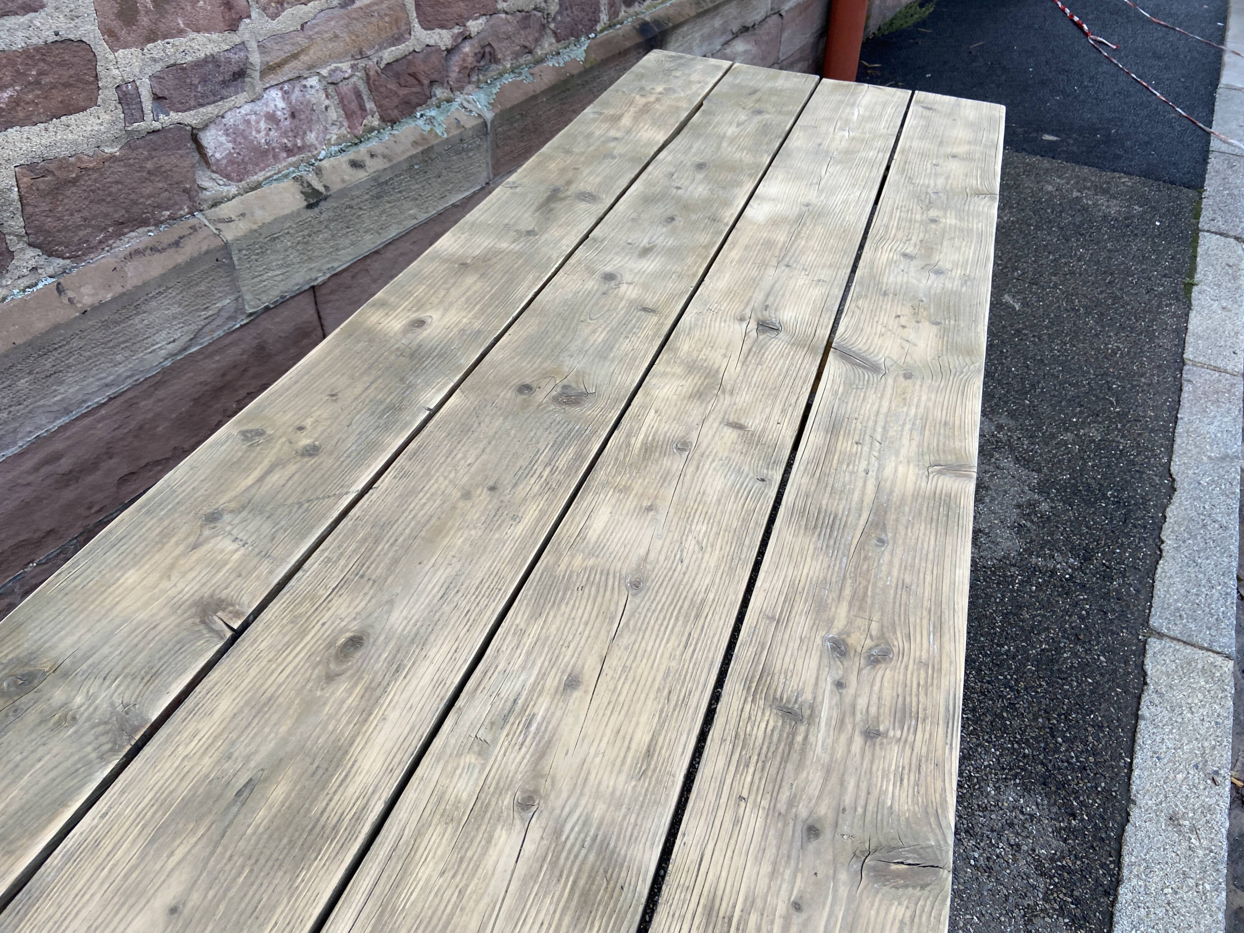 Large country farm table 240 cm in raw natural wood brewery fir