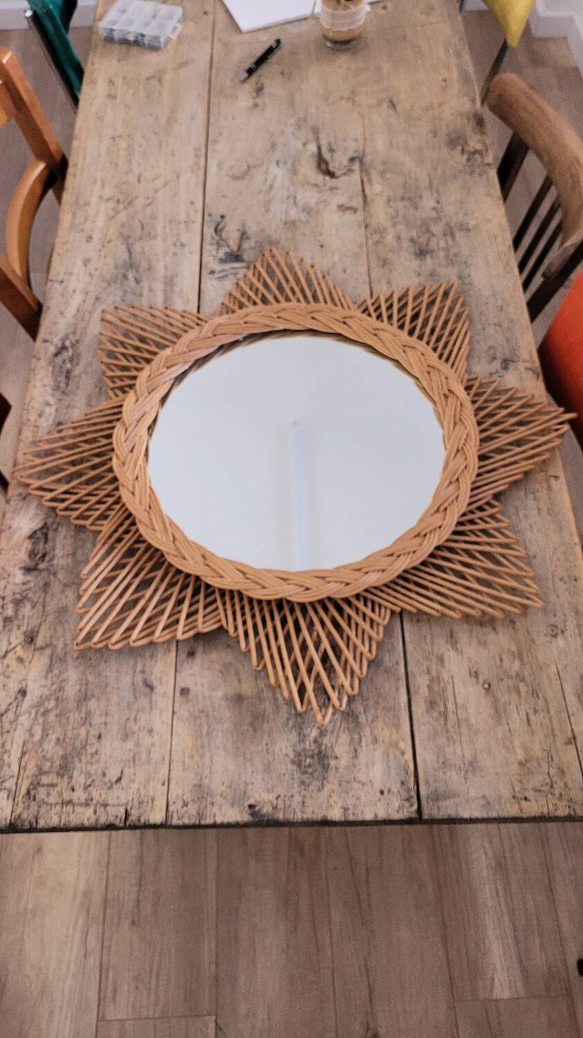 Miroir soleil rotin