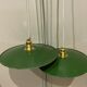 Duo de suspension vintage en tôle émaillée style ferme indus vert et blanc