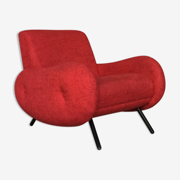 Fauteuil vintage tissu rouge la Redoute XXIe siècle