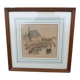 Enhanced watercolor engraving Giromagny market signed G.F