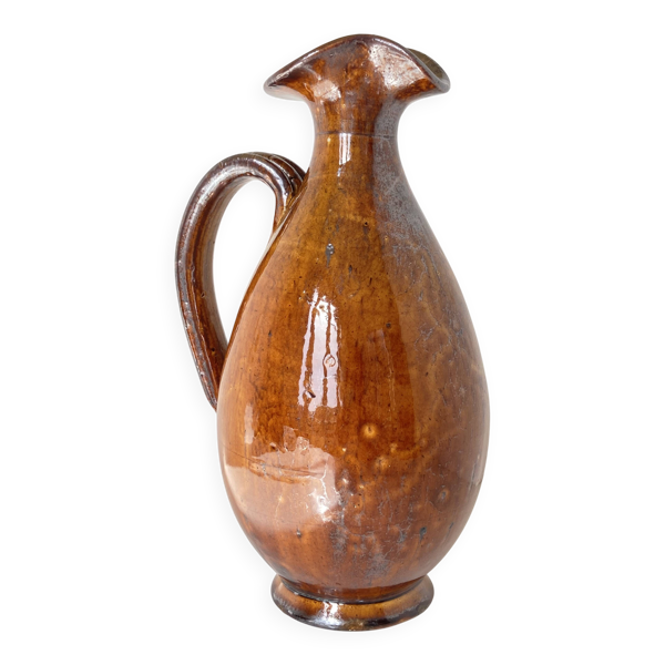Pichet, broc ou carafe, terre de faïence blanche et alquifoux de Vallauris