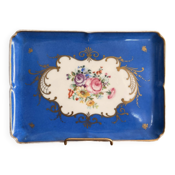 Ancien Plat Porcelaine Bleu Doré Porcelaine Sèvres Style Samson XIXème