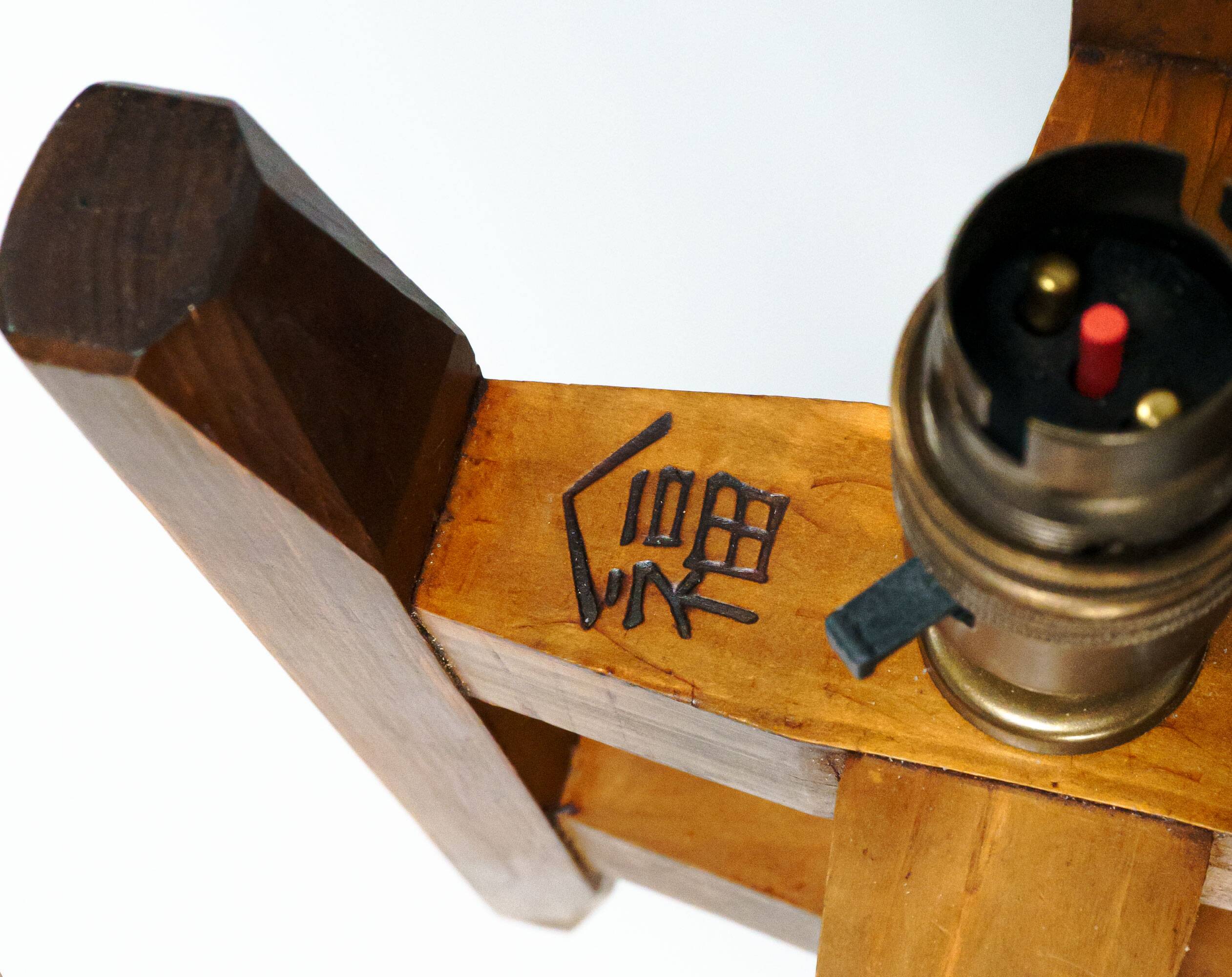 Pair of Antique Japanese Wooden Itomaki Silk Spool Table Lamps