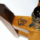 Paire de lampes de table japonaises antiques en bois et bobine de soie Itomaki