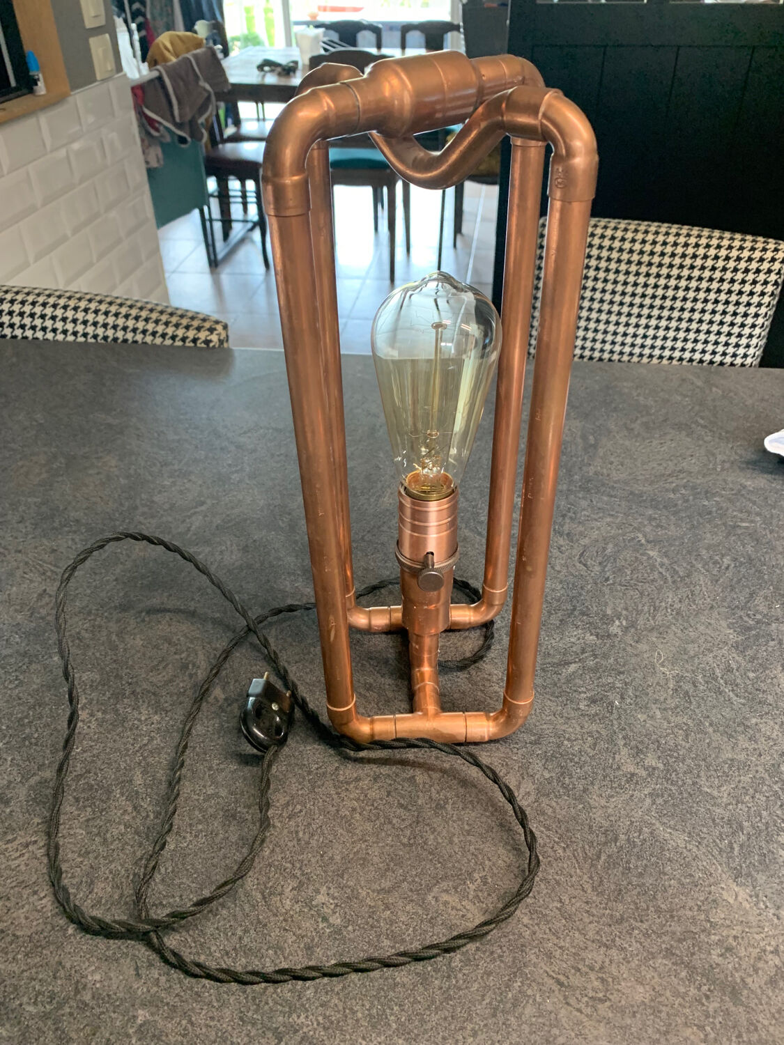 Table lamp copper pipes