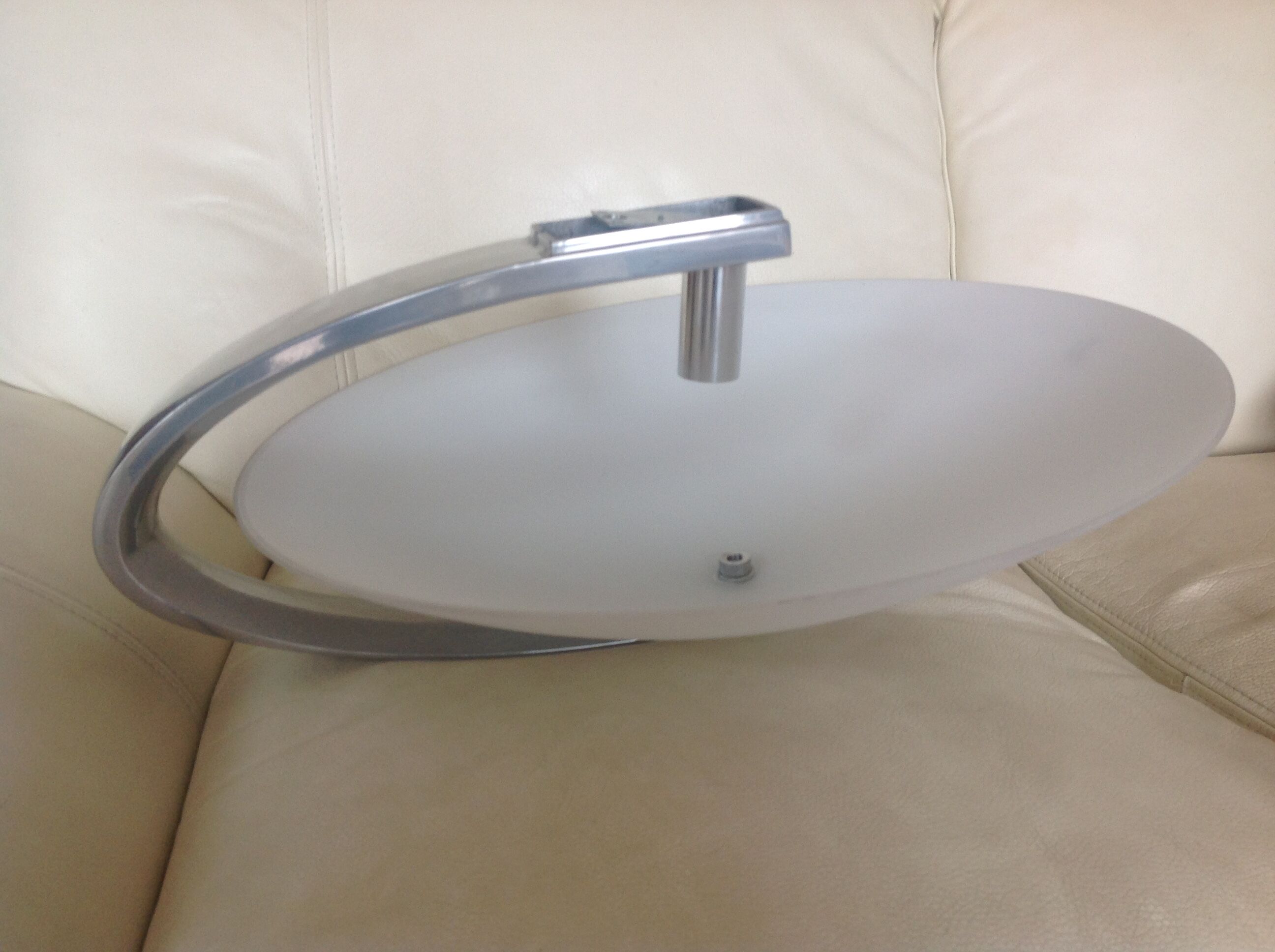 Circular frosted glass wall lamp and aluminum headband by Vetri Murano, vintage 70s-80s