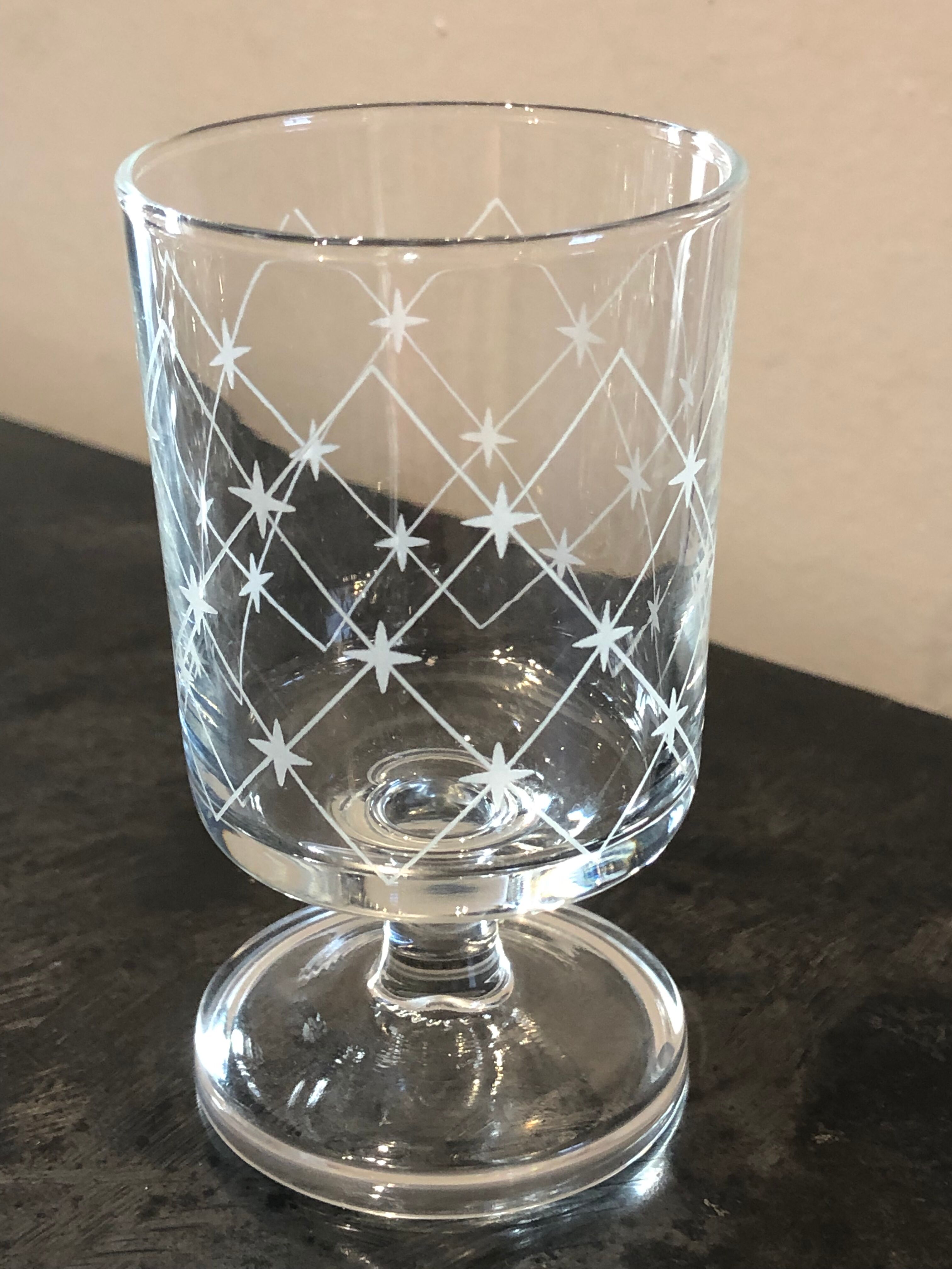 Lot 10 glasses decorated Luminarc model Sweden or Cavalier
