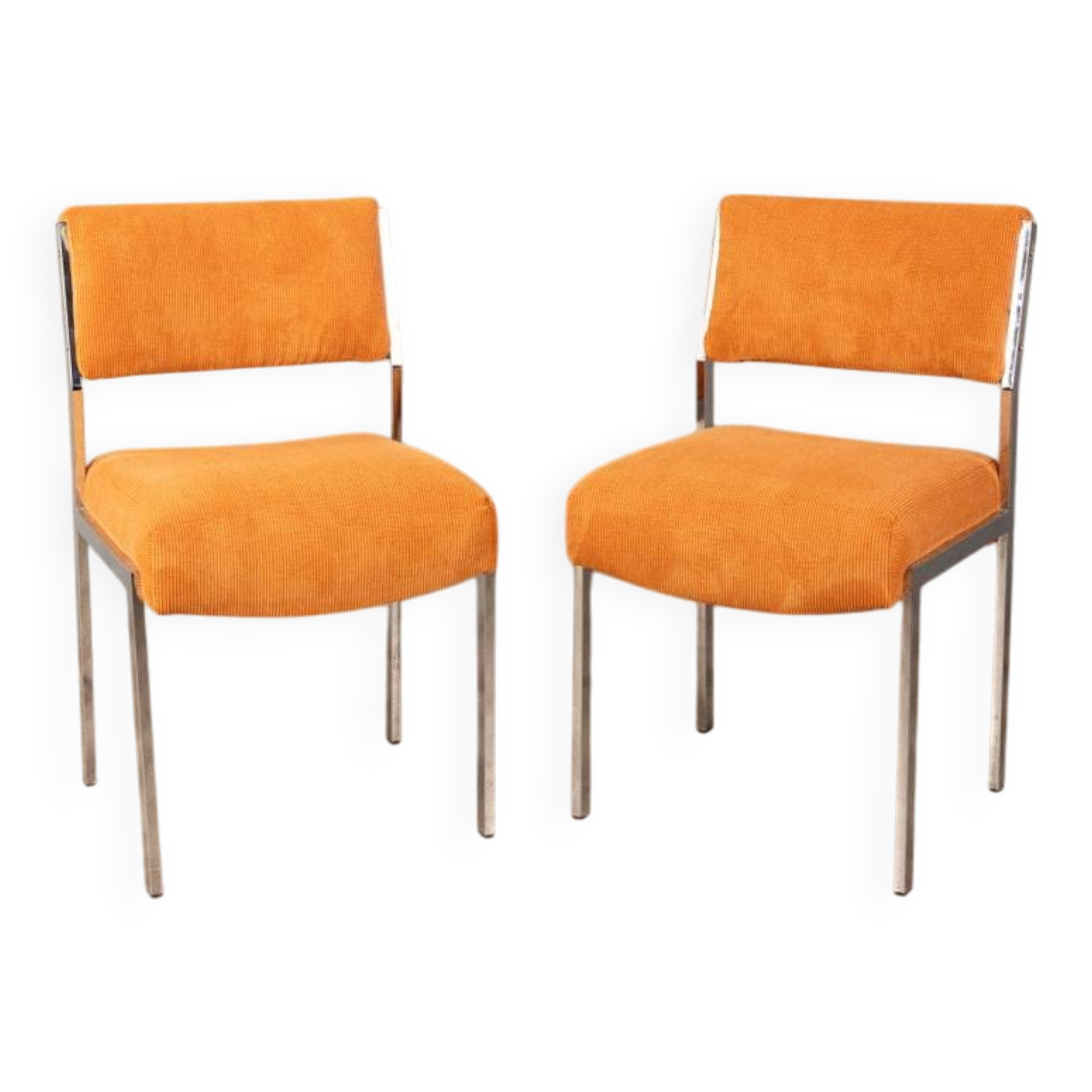 Pair of 80s vintage chairs velvet orange Italian design