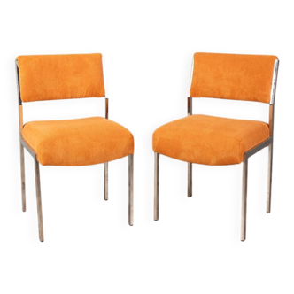 Pair of 80s vintage chairs velvet orange Italian design