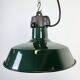 Industrial French Dark Green Enamel Factory Pendant Lamp, 1960s