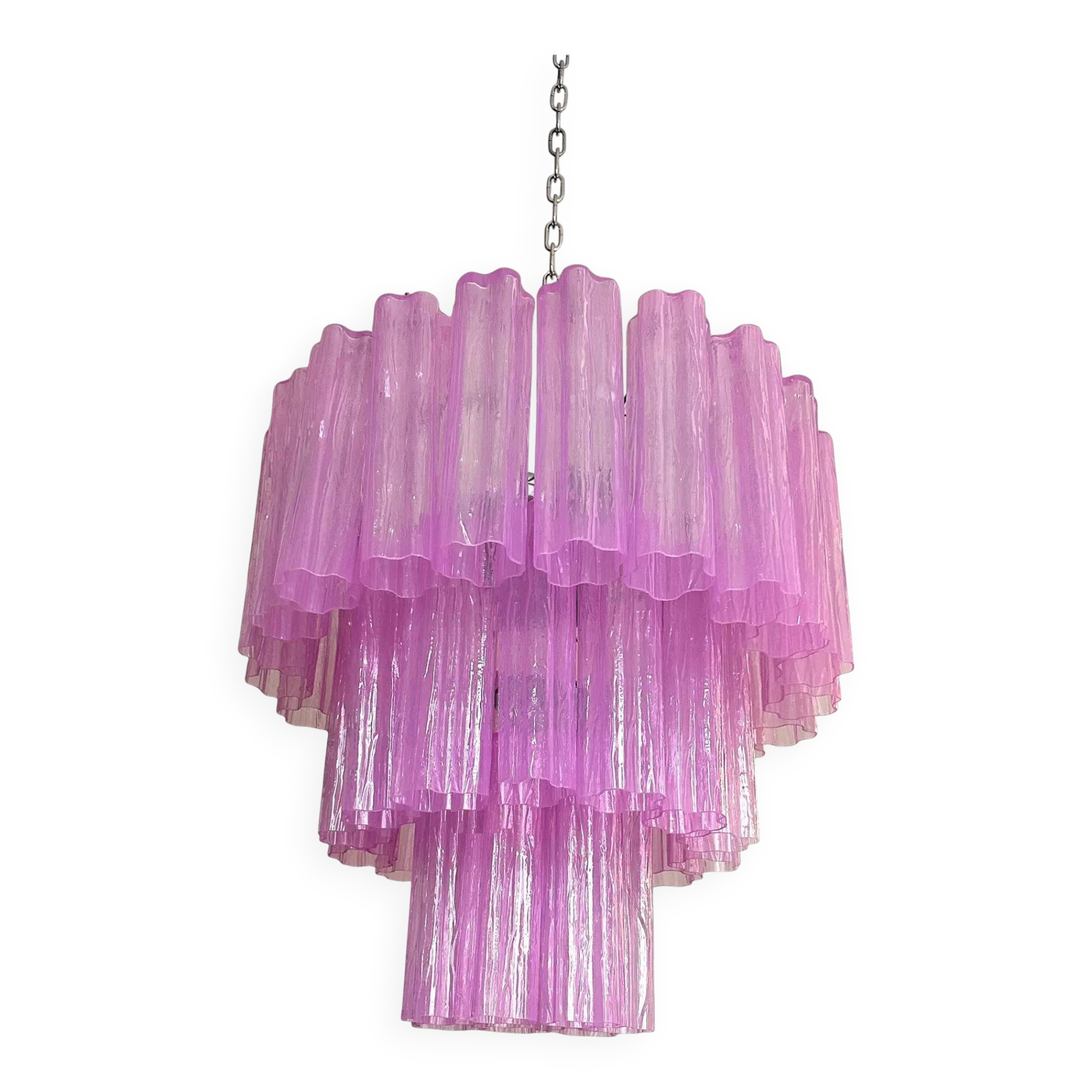 Contemporary Scenographic Fuxsia “Tronchi” Murano Glass Chandelier in Venom