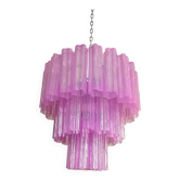 Contemporary Scenographic Fuxsia “Tronchi” Murano Glass Chandelier in Venom