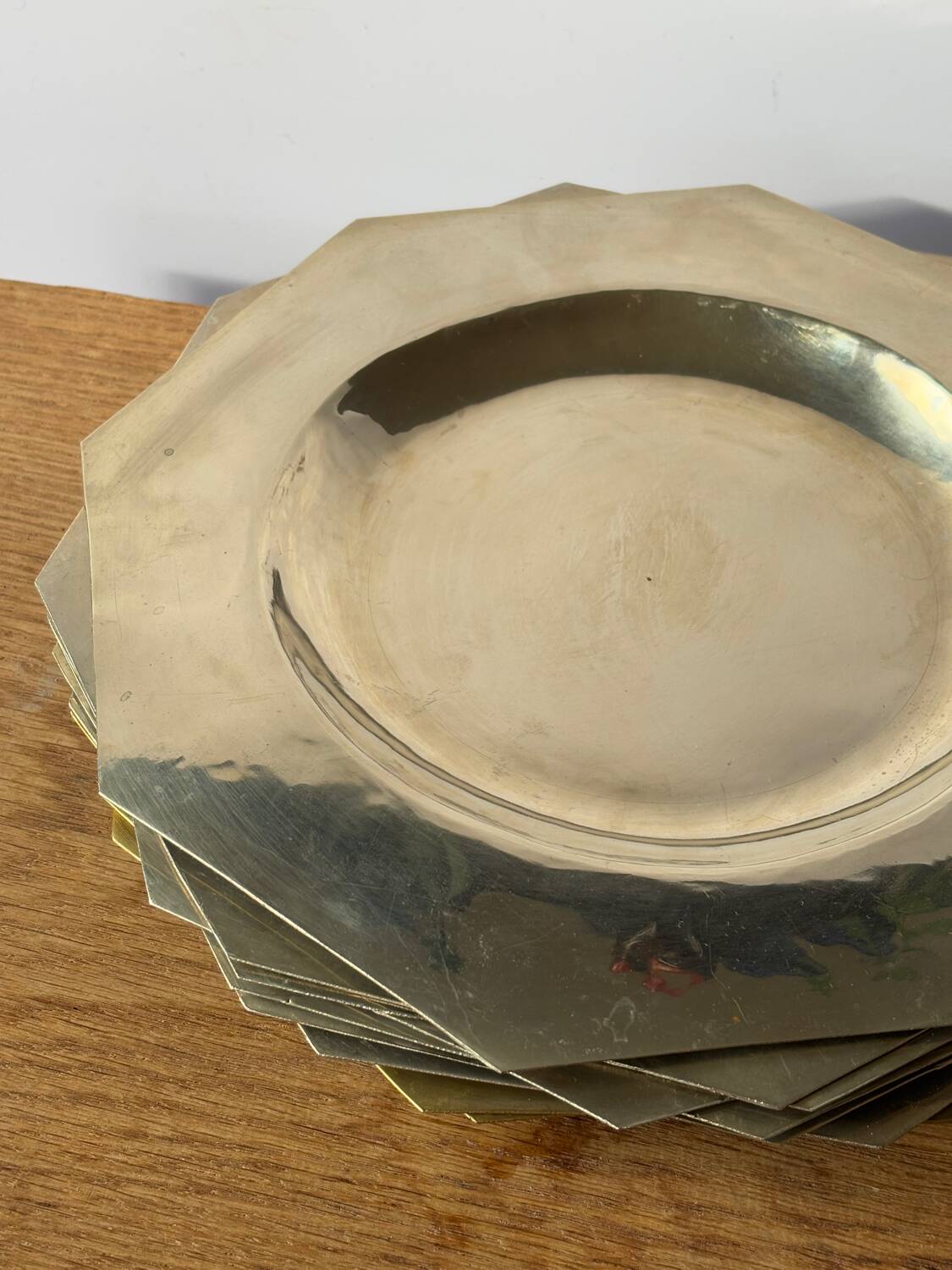 Set of 10 vintage silver metal plates