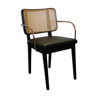 Black canning chair leather armrest