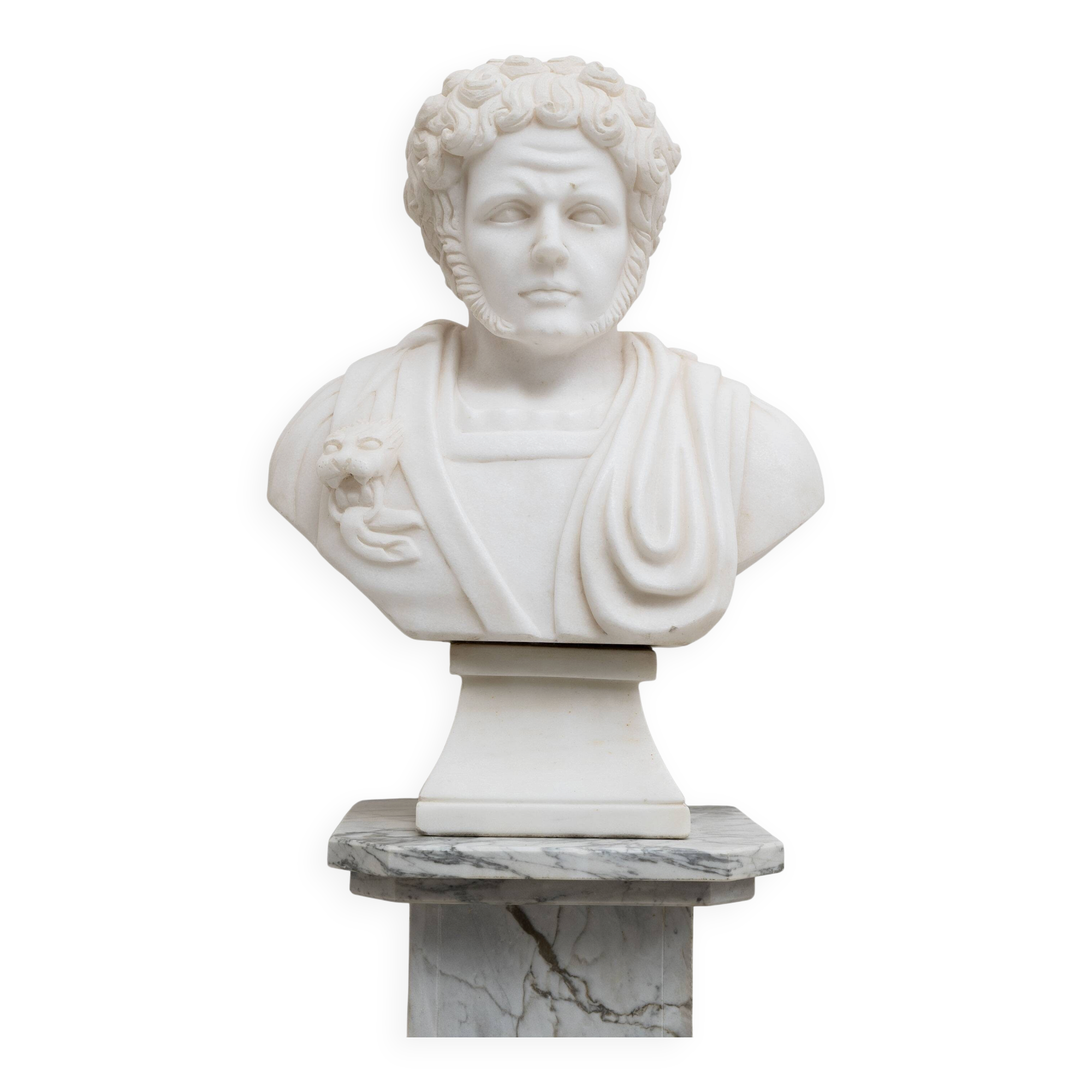 Buste en marbre blanc d'un empereur romain, XXe siècle