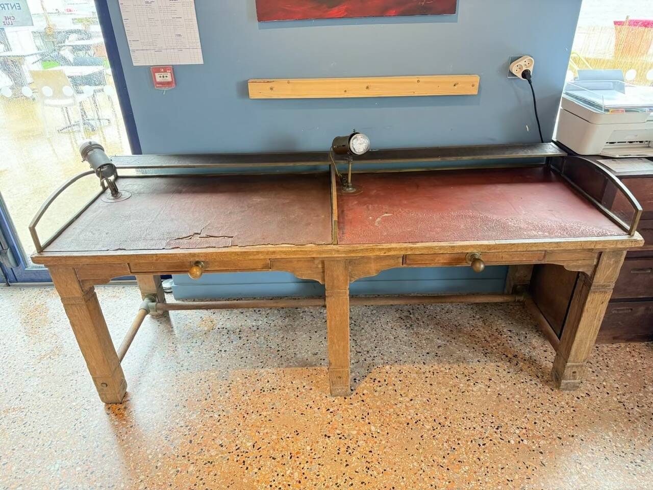 Old french bank table early 20th century trade furniture table