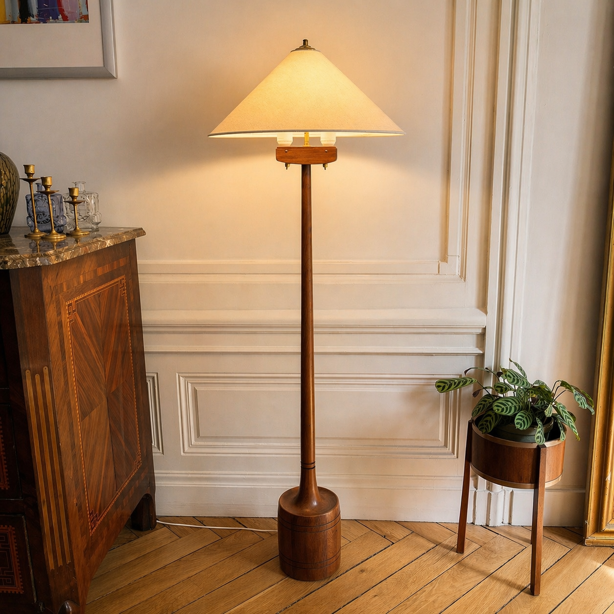 Vintage Scandinavian floor lamp, teak, Tranås Stilarmatur, Sweden, 1960