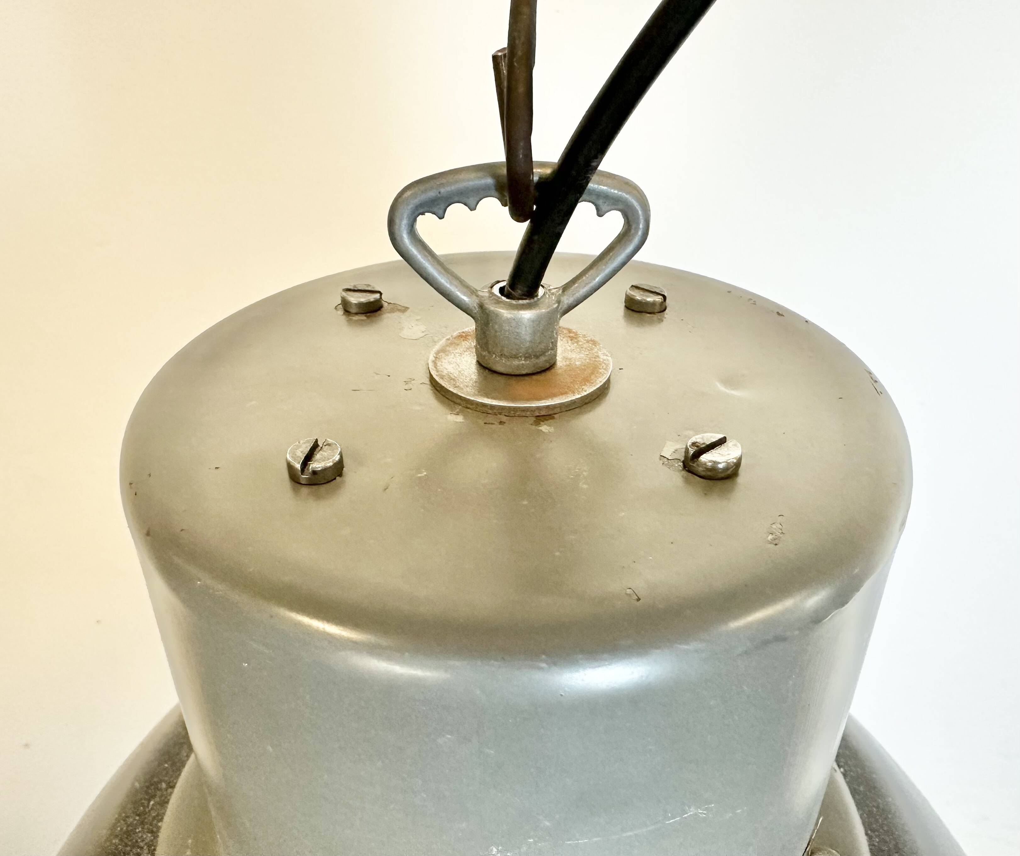 Large Dark Grey Enamel Industrial Factory Lamp from Elektrosvit, 1960s