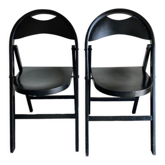 Pair of folding chairs Thonet 751 Bauhaus curved wood