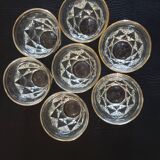 Set of 7 faceted glasses with gold edging