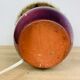 Purple ceramic lamp and wool lampshade 70s