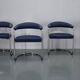 Anton Lorenz for Thonet "Ss33" Set of 4 chrome Armchairs in blue fabric , 1970s