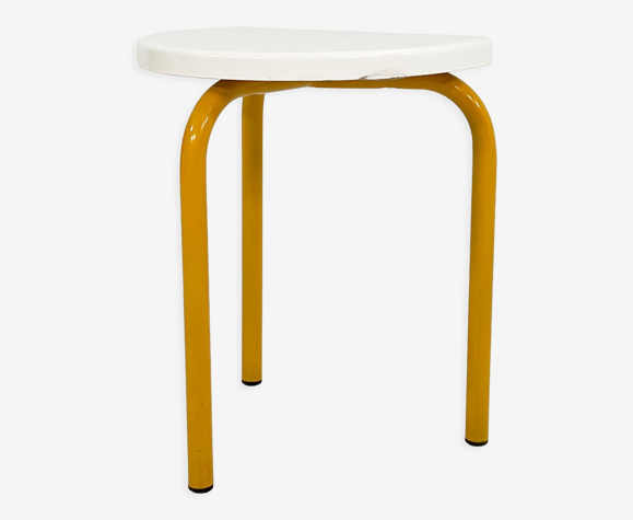 Tabouret tubulaire jaune,1970s