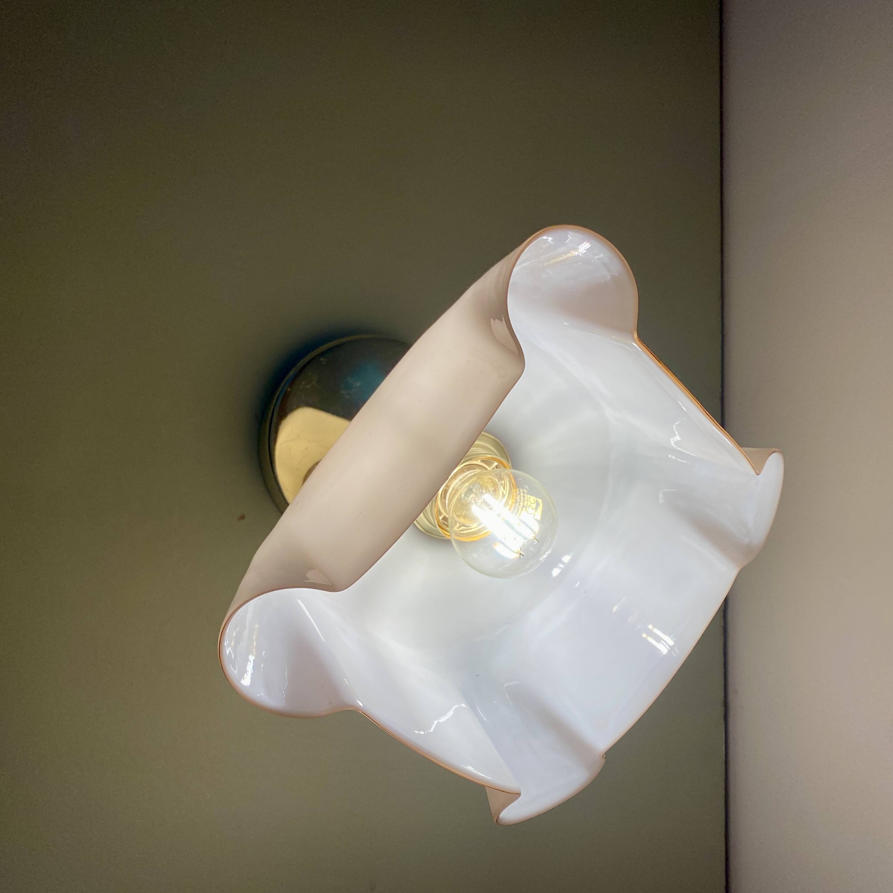 Vintage pink opaline lampshade wall lamp