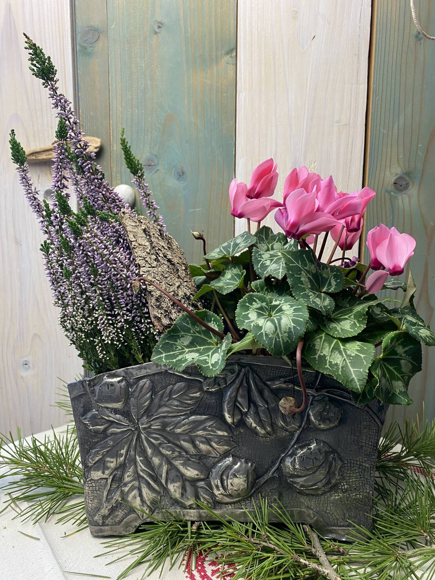 Tin planter pushed back Art Nouveau late nineteenth early twentieth century